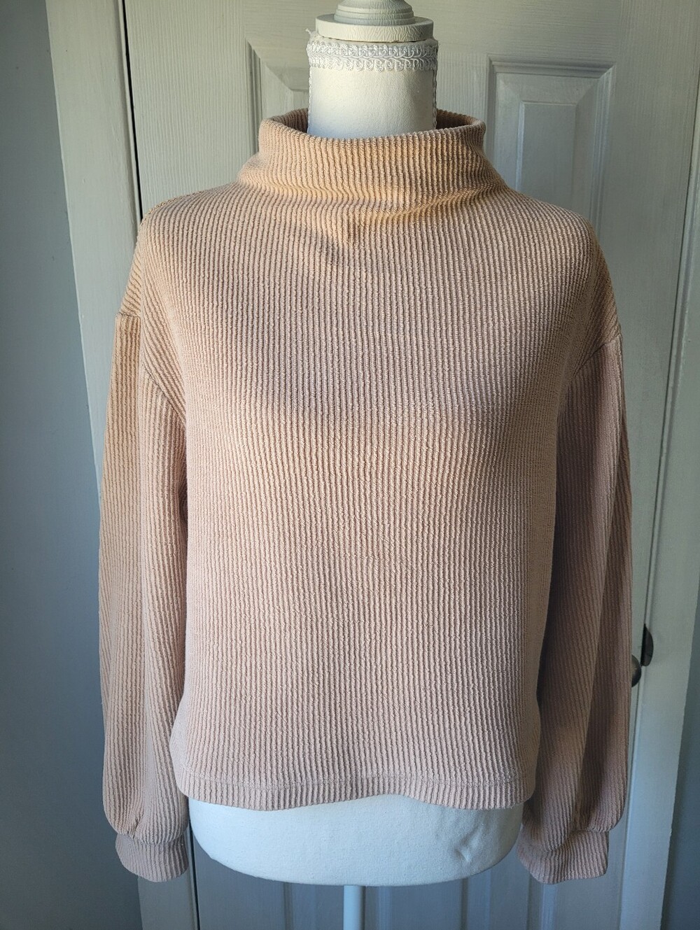 Reformation Jeans Organic Cotton Cropped Turtleneck Sweater Oatmeal Minimalist